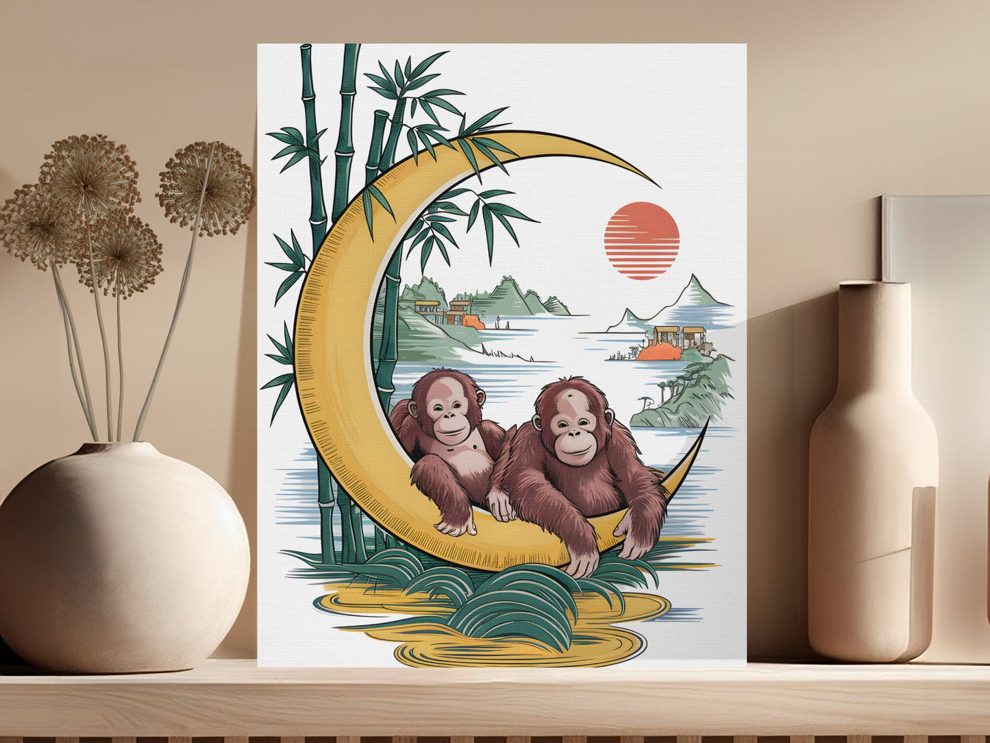 Orangutan Wall Art Canvas, Jungle Animal Home Décor