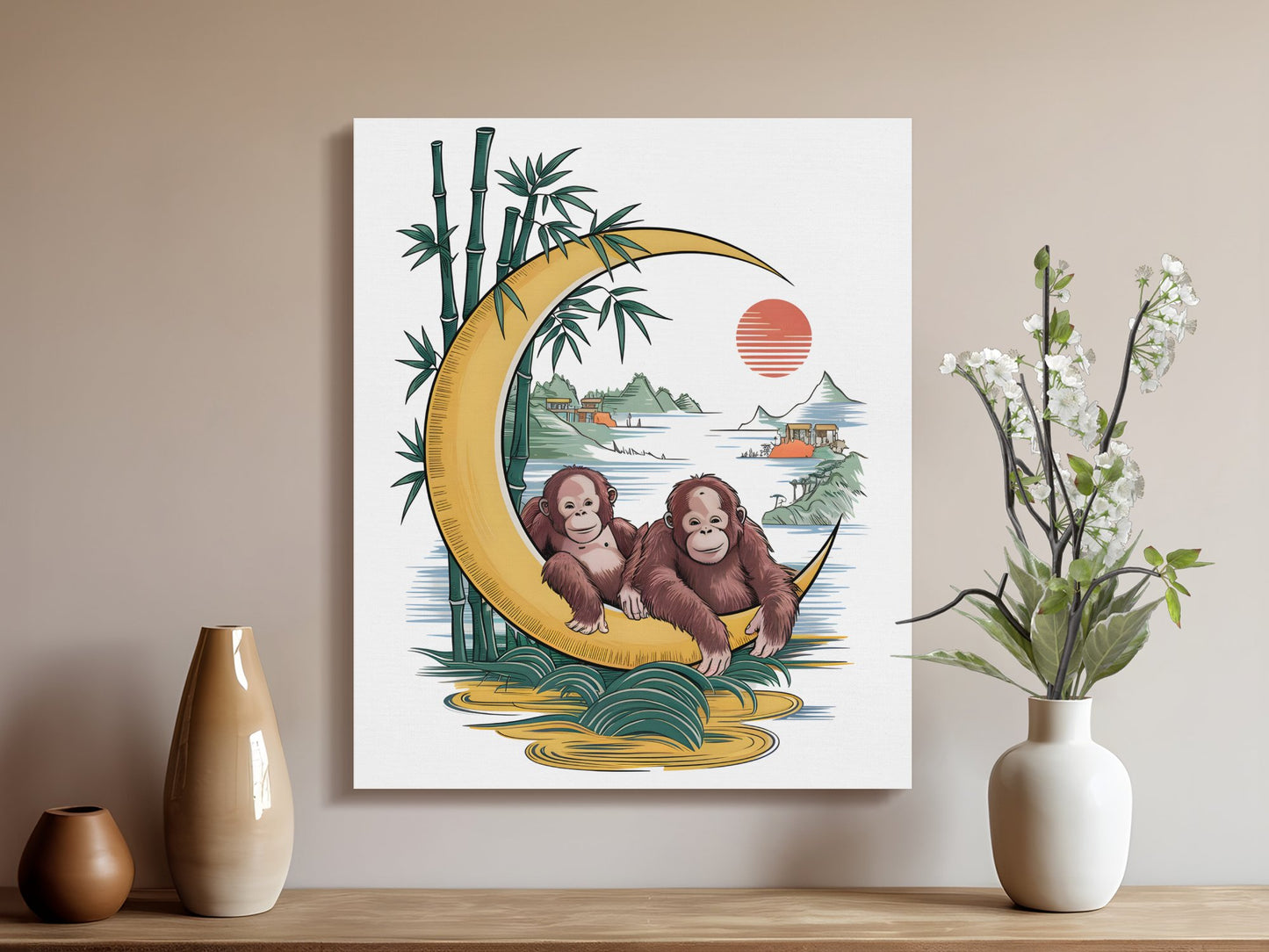 Orangutan Wall Art Canvas, Jungle Animal Home Décor