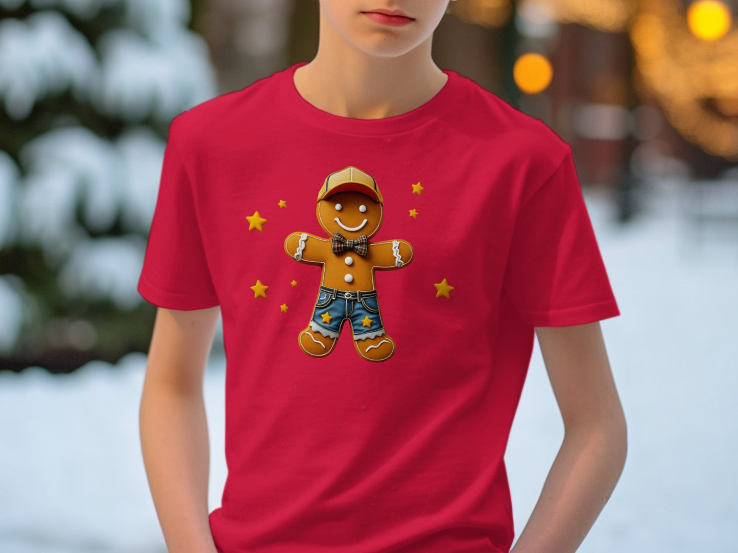 PERSONALISED Cute Gingerbread Cookie Boy T-Shirt, Fun Christmas Novelty Tee