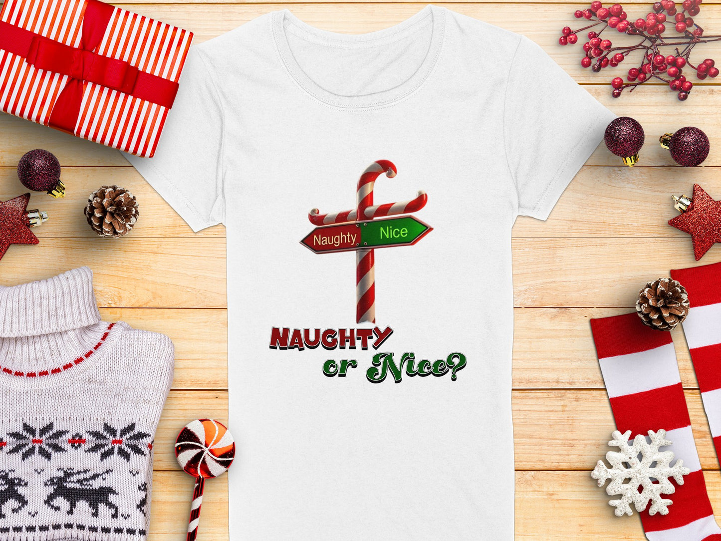 Naughty or Nice Christmas T-Shirt, Adult Festive wear