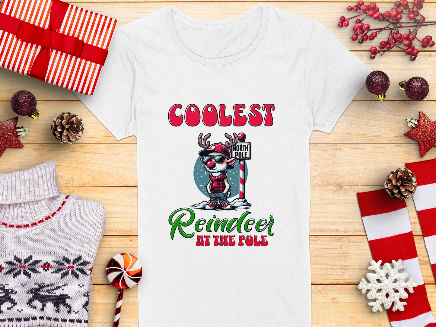 Coolest Reindeer at the Pole Christmas Childs T-Shirt