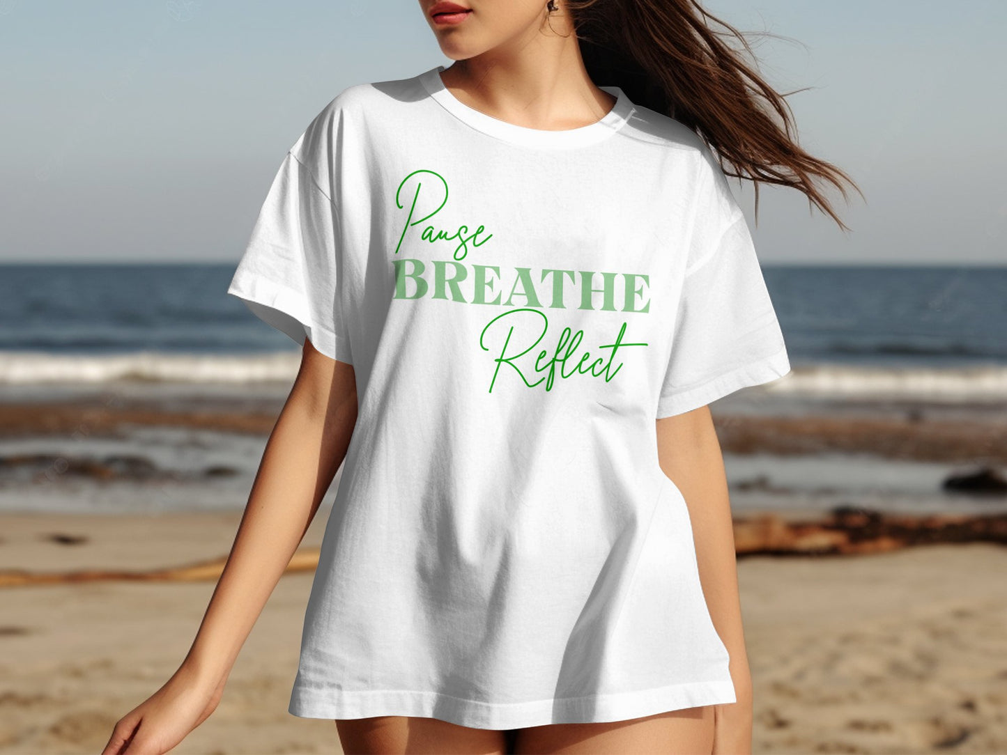 Pause Reflect Breathe ORGANIC T Shirt, Mindfulness Tee, Mental Wellness Top