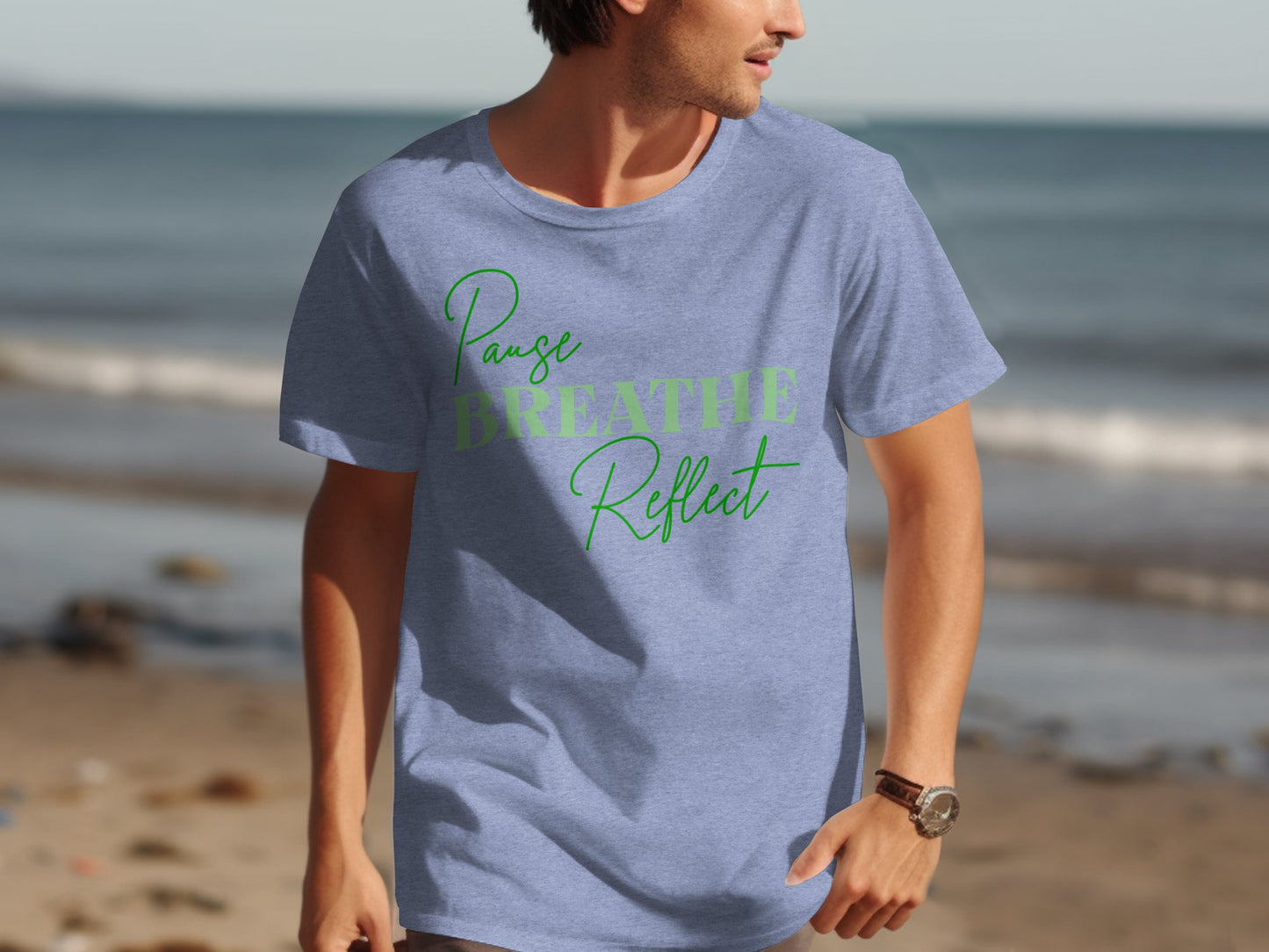 Pause Reflect Breathe ORGANIC T Shirt, Mindfulness Tee, Mental Wellness Top