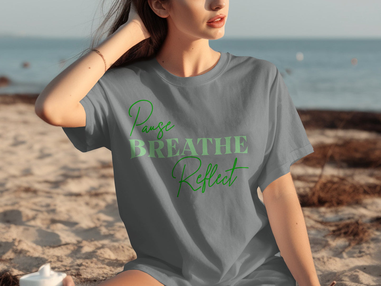 Pause Reflect Breathe ORGANIC T Shirt, Mindfulness Tee, Mental Wellness Top