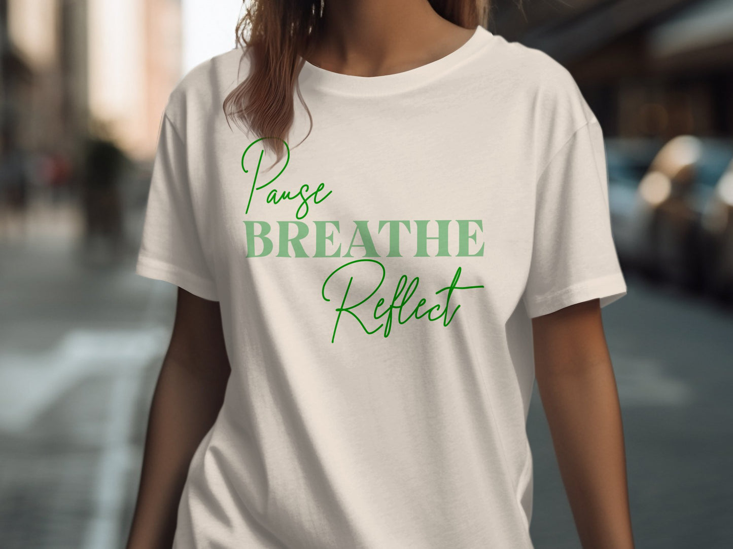 Pause Reflect Breathe ORGANIC T Shirt, Mindfulness Tee, Mental Wellness Top